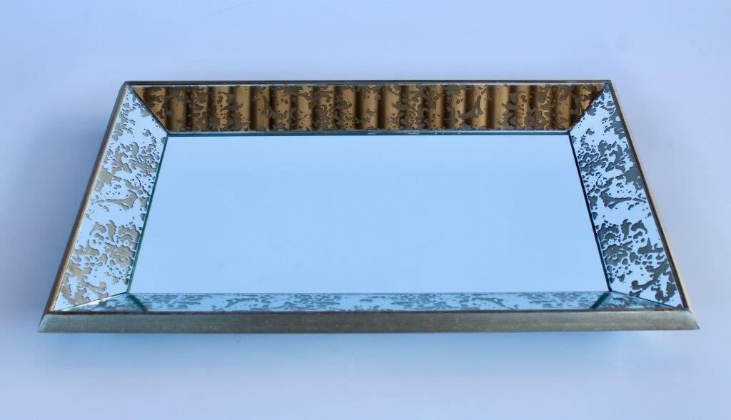Rectangular Hanging Mirror Or Tray With Design Edge